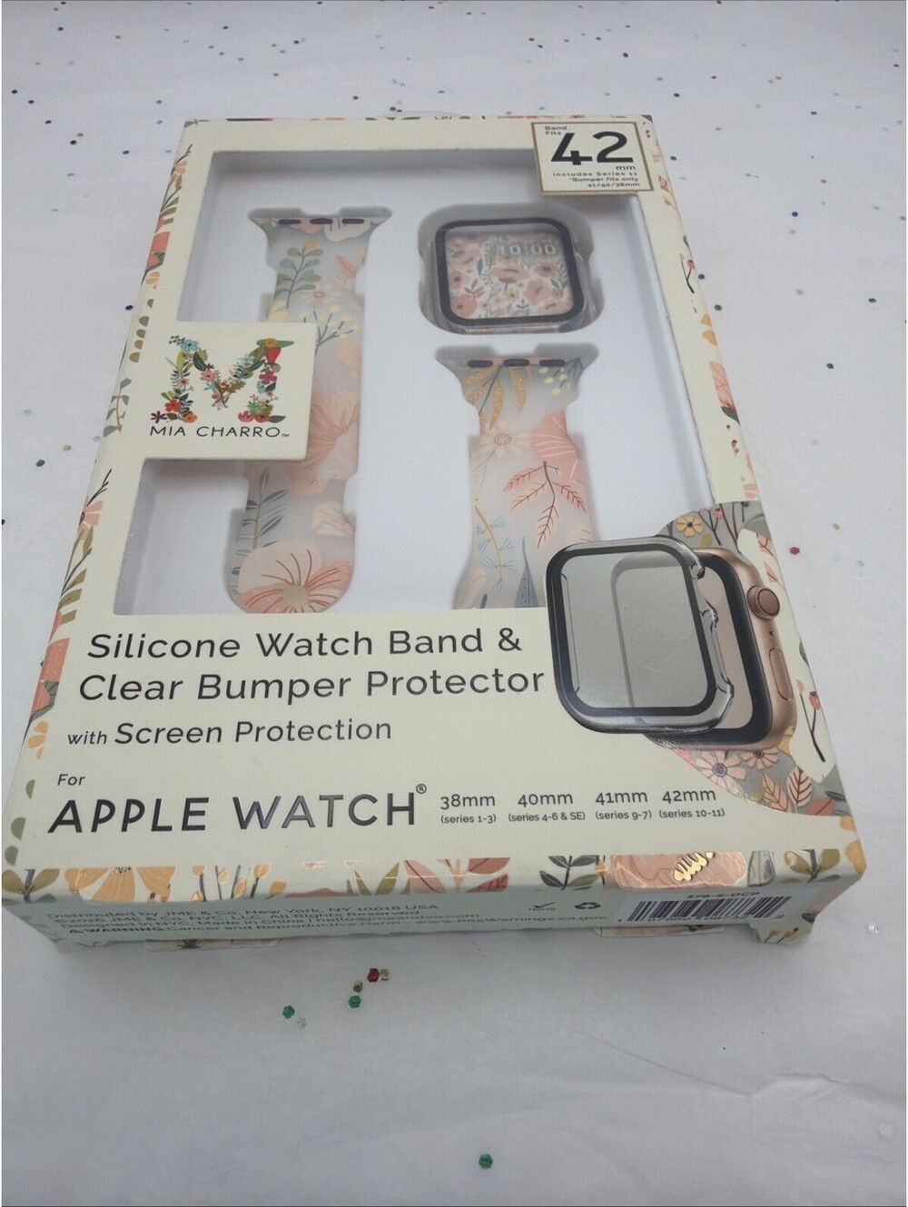 Mia Charro Floral Apple Watch Band & Bumper Protector 38mm 40mm 41mm 42mm NEW